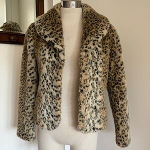 Boston Proper Leopard Faux Fur Coat